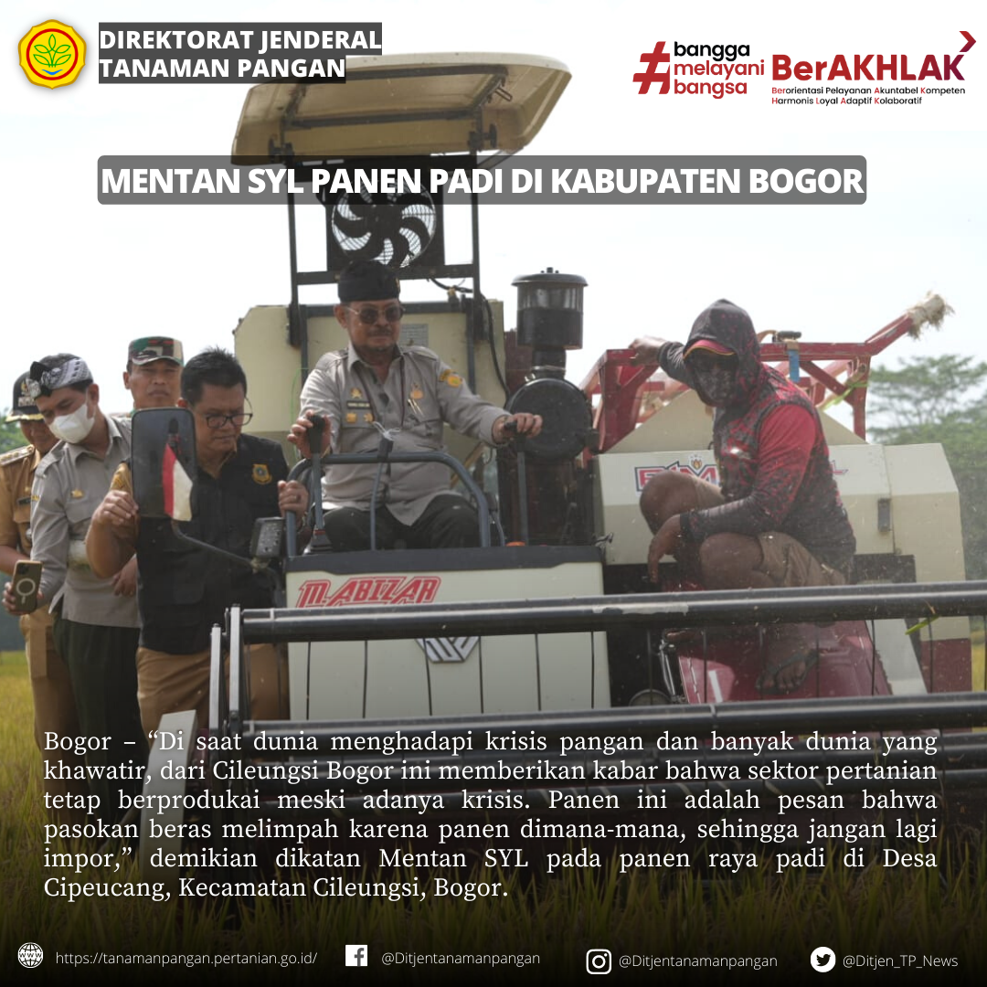 Masuk Musim Panen Padi, Mentan SYL Cek Kesiapan Penggilingan di Kabupaten Bogor